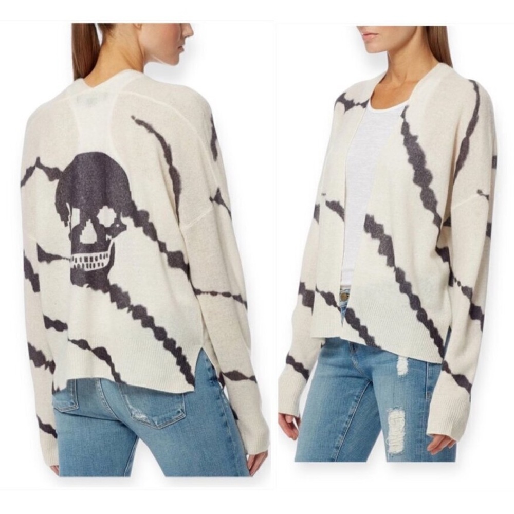 360CASHMERE Alexina Sweater in White & Charcoal